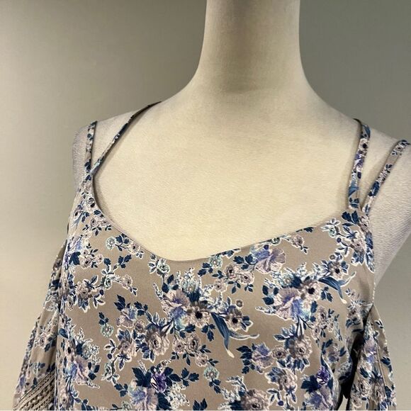 Apricot Lane floral cold shoulder mini Dress with laced up back size small new - Picture 2 of 15